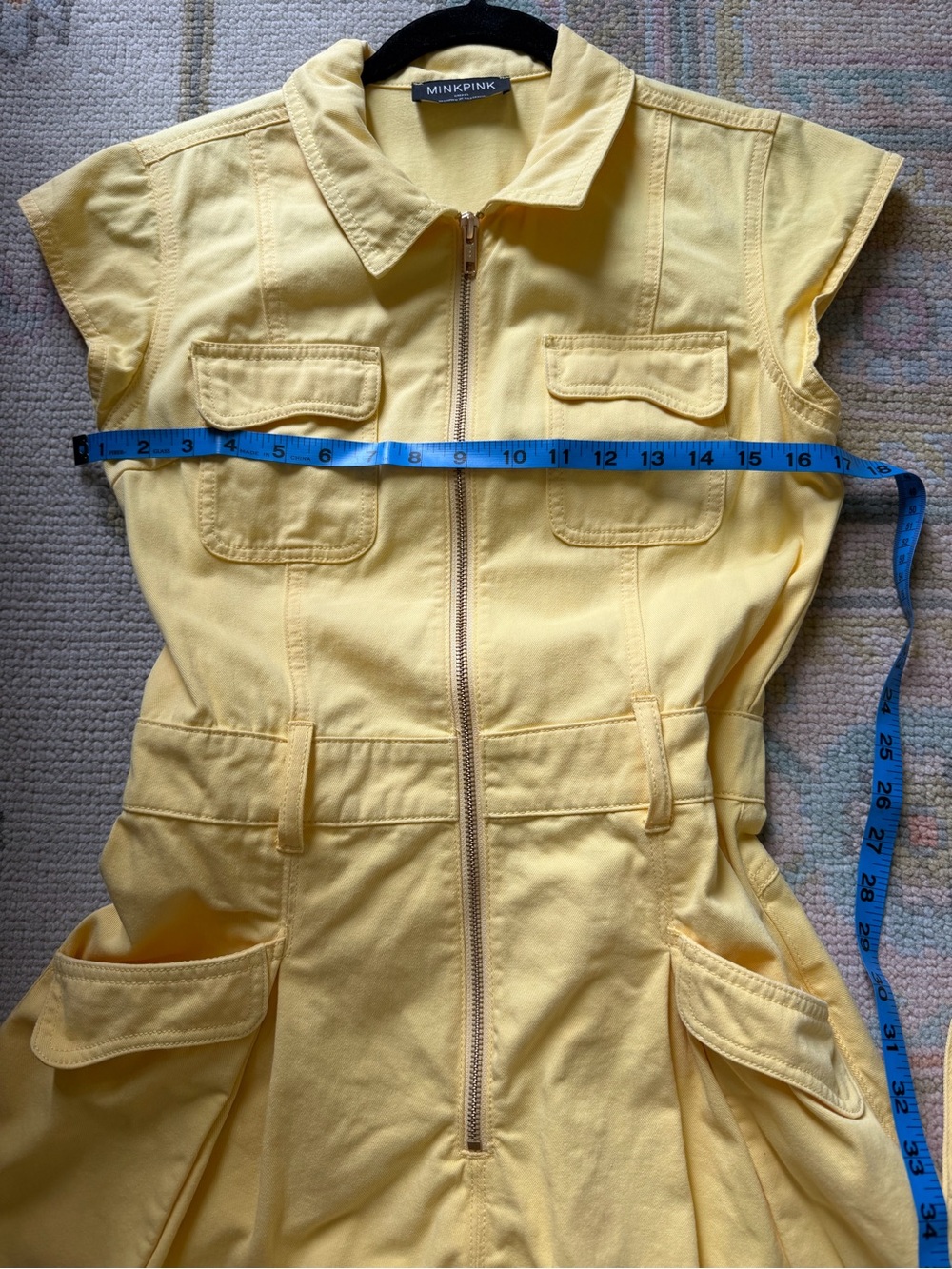 MINKPINK Yellow Zip-Front Utility Romper - Picture 13 of 13